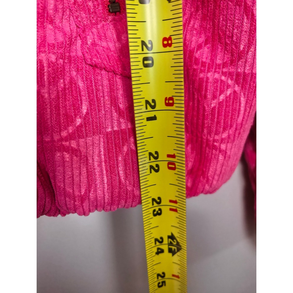 Urban Outfitters Pink Corduroy Peace Sign Quilted Crop Jacket‎ Neon L - Picture 8 of 10